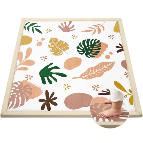 Alfombra Colchoneta Bebe Suelo Acolchada, 127x127x3cm Tapete Actividades de Juegos Plegable para Bebe Niños Infantiles, Superficie de franela Suave con Base Antideslizante - BOHO