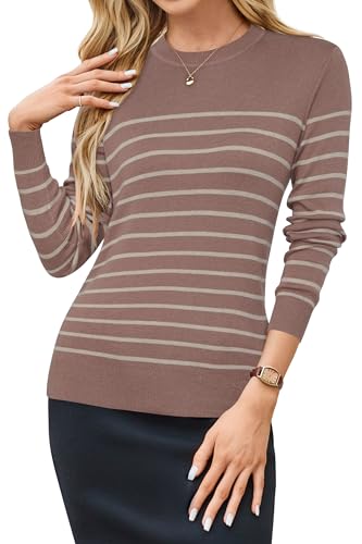 Image of Arach&Cloz Women's Wool Blend Classic Crew Neck Casual Fall Sweaters