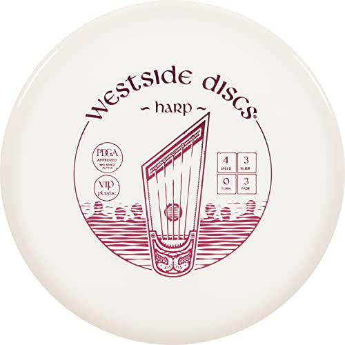 Westside Discs VIP Harp Disc Golf Putter | Overstable Disc Golf Putt & Approach for Forehand & Backhand Throws | Translucent Premium Plastic | Reliable Control in Windy Conditions | 176g+ (White)