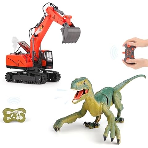 VERTOY Remote Control Dinosaur Toys and Remote Control Excavator Cover