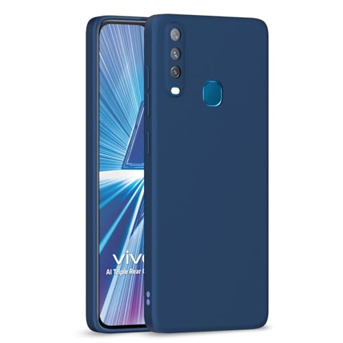 COVERBLACK Liquid Rubber Candy TPU Cloth in-Side | Full Protect Matte Finish Soft Back Cover Case Compatible for ?Vivo 1901 /Vivo_Y15 /Y12 /Y17 - Blue
