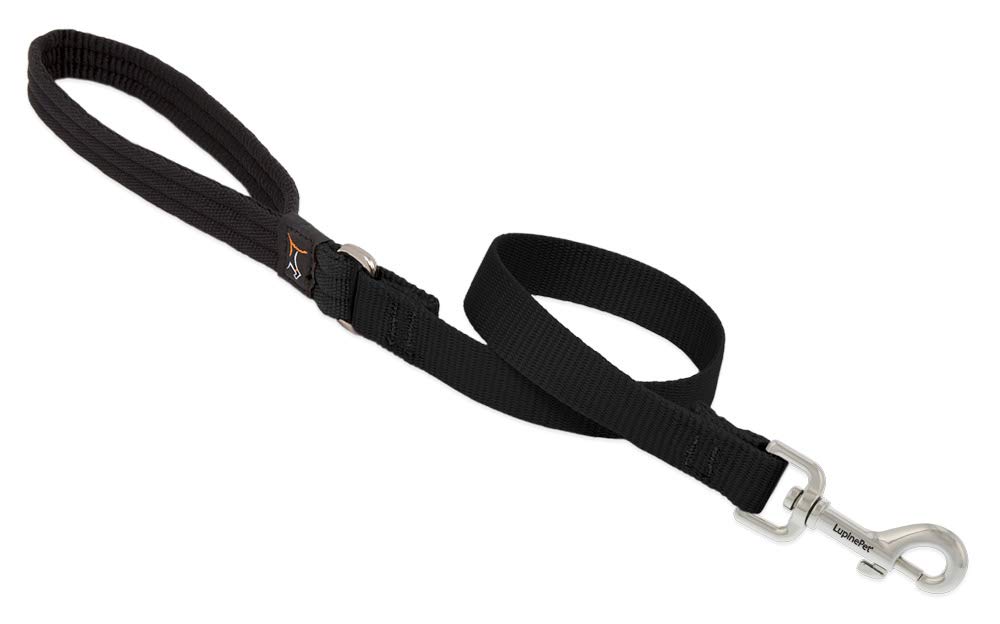 LupinePet Basics 3/4" Black 2-Foot Traffic Lead/Leash for Medium and Larger Dogs