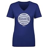 500 LEVEL Vinnie Pasquantino Women's V-Neck T-Shirt - Vinnie Pasquantino Kansas City Vintage Baseball WHT (Royal Blue, Large)