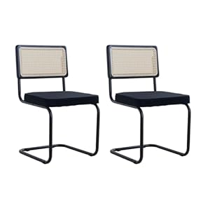 EGOONM Set van 2/4/6/8 moderne eetkamerstoelen uit het midden van de eeuw, gestoffeerde keukenstoelen met rotan rugleuning, voor thuis, slaapkamer, keuken, woonkamer