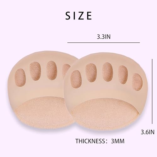 Image of SooGree Ball of Foot Cushions Honeycomb Fabric Metatarsal Pads Invisible Socks Pads for Women and Men Reusable Forefoot Pads (10 Pairs-Beige)