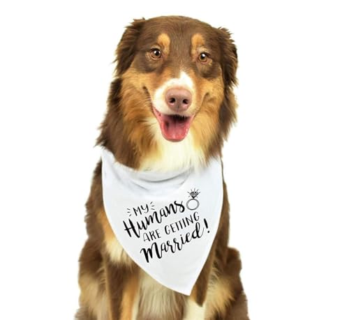 ThaiRoot Hund Hochzeiten Halstuch Weiß My Humans Are Getting Married Hochzeiten Bandana Atmungsaktiver Haustier Schal Triangel-Hundebandana-Schal Hundehalstuch für kleine, mittlere, große Hunde