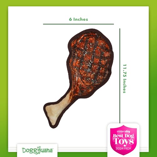 Image of Doggijuana Tomahawk Steak & Grilled Kebab Dog Toy Bundle | 2 Pack, Squeaky | Refillable squeaky plush dog toy + organic calming catnip; eases anxiety, stress & storms; drug-free, hand-harvested