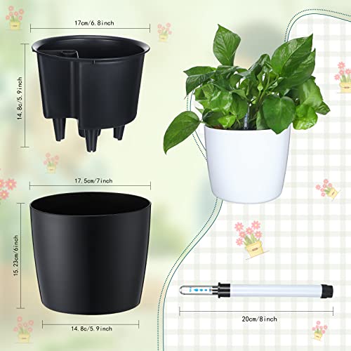 4 Pcs Self Watering Planters 7 Inch Self Watering Pots With Water Level Indicator Decorative African Violet Pots For Indoor Outdoor Planting Garden Succulents Orchid Herb House Plant Modern Decor Pots #TOP1