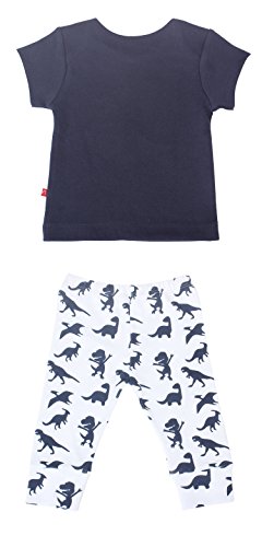 Image of Nino Bambino 100% Organic Cotton Envelope Shoulder Short Sleeve Navy Blue T-Shirt with Pyajama Set for Baby Girl