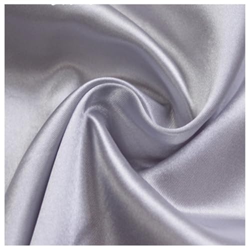 AMateschitz Tissu de doublure en satin au mètre - Tissu en polyester doux - Tissu en coton à coudre - Couleur unie - 28 couleurs - Pour robes, vestes, manteaux, pantalons, jupes, meubles - Argenté - 1