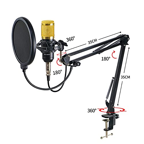 Kondensatormikrofon-Bundle Mit Live-Soundkarte, Bm-800-Mikrofon-Kit Mit Verstellbarem Mikrofonarm-Ständer Schreibtisch… – Bild 6