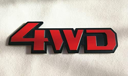 Image of 1x 4WD Badge Nameplate 3D Metal Fender Trunk Hood Door Sticker Fit for 4x4 Off Road AWD Car (Red Black)