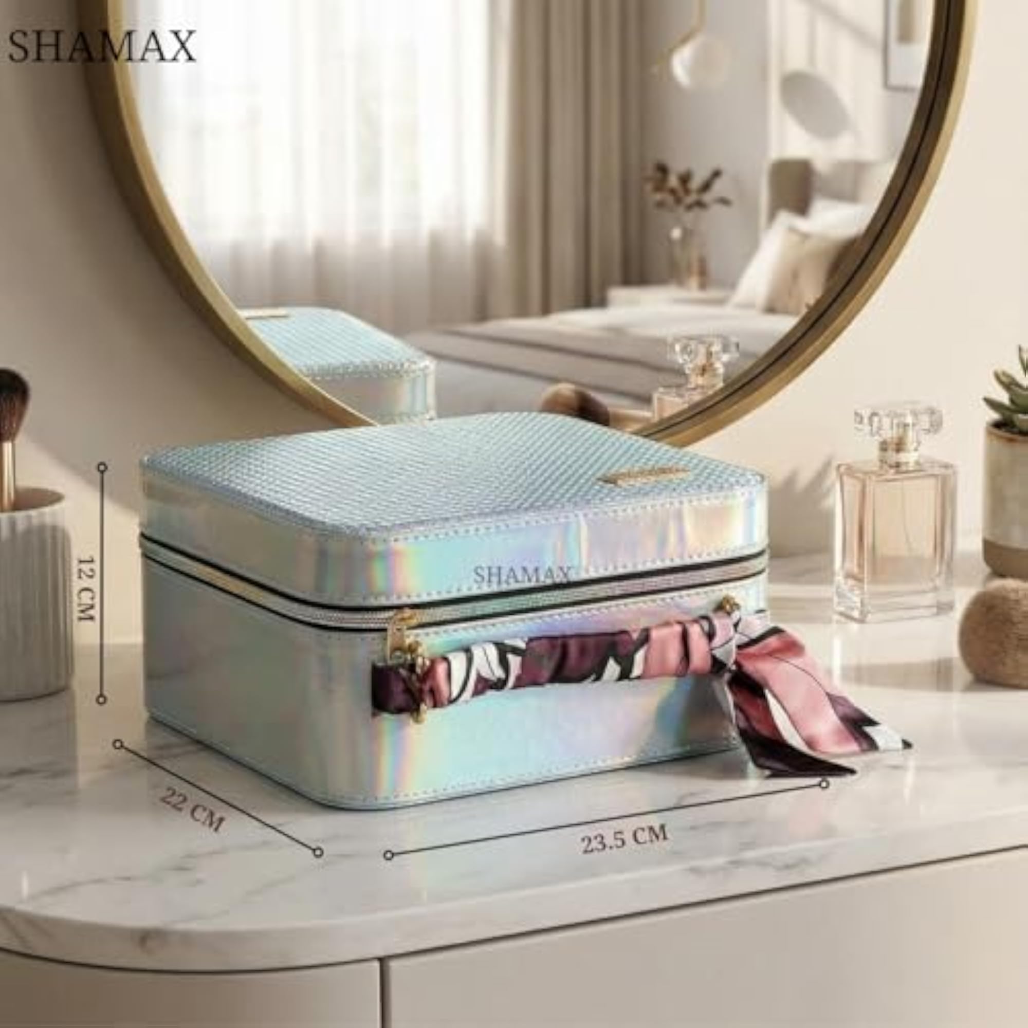 Women's Portable Vanity Box Cosmetic Organizer with Mirror