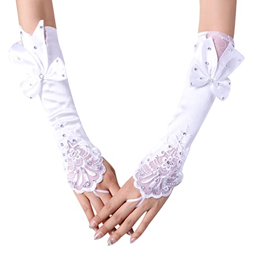 LICHENGTAI Brauthandschuhe Fingerlos Spitze Handschuhe Strass Damen Abendhandschuhe Elegant Vintage Abendhandschuhe Braut Hochzeit Accessoires, Abendveranstaltung, Party Cover