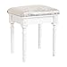 rebecca mobili Taburete Tocador Escritorio Blanco Estilo Clasico Madera Tajido Damasco Dormitorio Baño (Cod. RE4187)