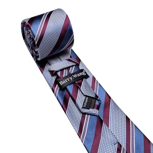 Image of Barry.Wang Mens Tie Set Plaid Check Neckties Formal Business Wedding Luxury Pocket Square Cufflinks