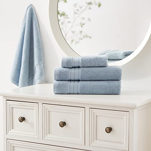 Cozyart Light Blue Bath Towels Set, Turkish Cotton Hotel Bath Towels Bulk For Bathroom, Thick Bathroom Towels Set Of 6 With 2 Bath Towels, 2 Hand Towels, 2 Washcloths, 650 Gsm #TOP3