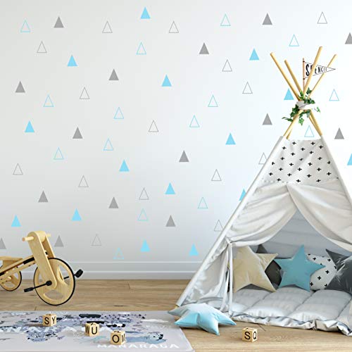 Vinilos Decorativos Triangulares Gris y Azul Claro