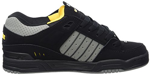 Image of Globe Men's Fusion File Skateboard Shoes, Black Black Grey Yellow, 44.5