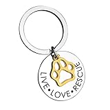 Animal Rescue Gifts Pet Owner Gifts Pet Lover Keychain Live Love Rescue Keyring Birthday Gift for Dog Cat Owners Dog Cat Lovers Keychain