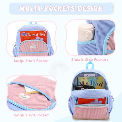 Kasqo Kids Backpack, Cute Toddler Backpack For 4-7 Year Girls Kindergarten School Bag Primary Children's Bookbag Rucksack With Chest Buckle Blue Pink4