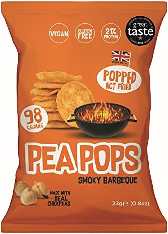 Pea Pops Healthy Chickpea Crisps - Low Calorie, Gluten Free, Plant-based Protein Snacks that are Popped (Not Baked or Fried) 12 x 80g, Cheddar & Onion