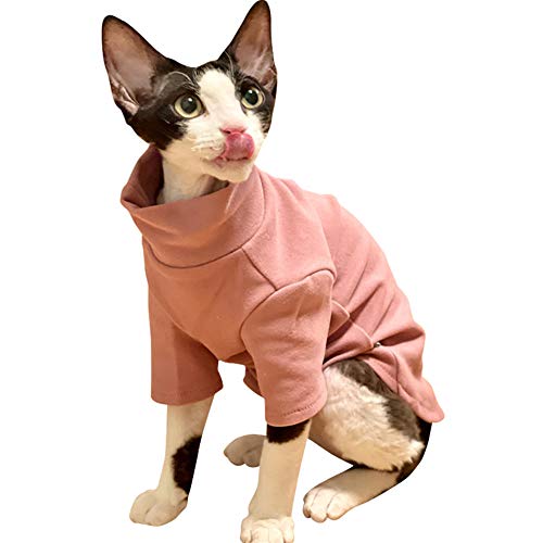 TENGTUD Ropa de Gato de Pelo, Sphynx/Devon Thin Thinking Thirt de Rosa-L