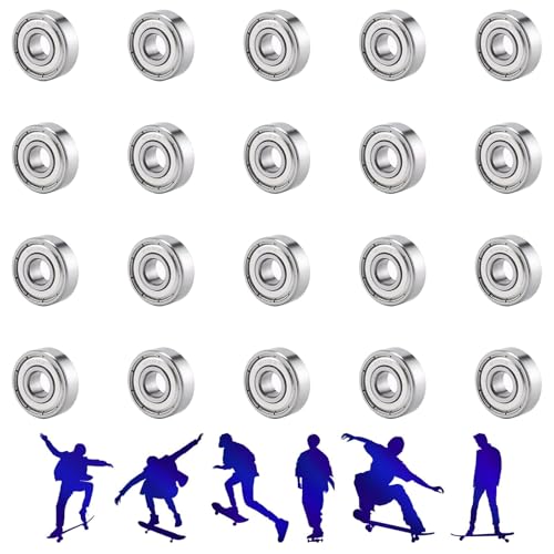 20 Packs 608zz ball bearing, Longboard Roller Skate Bearing, for skateboards, scooters, inline skates, 8mm x 22mm x 7mm