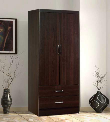 Shilpi Handmade Indian Premium Teak Board Double Door & Drawer Storage Wardrobe for Living Room