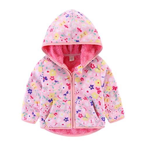 Toddler Polar Fleece Hoodie Jacket Baby Boys Girls Winter Warm Outerwear,Floral,3-4T