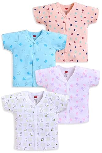 Image of LuvLap Baby Boys & Girls Regular Fit 100% Cotton Half Sleeve Jhabla Pack of 4