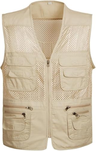 Vests Photography Vest Camera Vest Fishing Spring and Autumn Thin Vest Men and Women Outdoor(Khaki,X-Large)