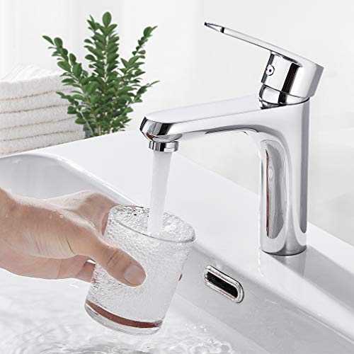 BONADE Rubinetto Bagno Lavabo Rubinetto per Lavabo Monocomando in Ottone Cromato Rubinetto Lavandino Bagno Miscelatore con Acqua Calda e Fredda