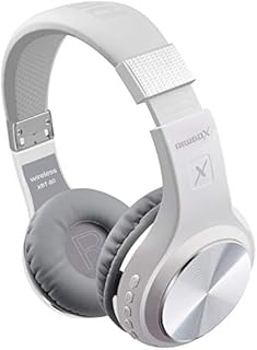 Riwbox Bluetooth Headphones, XBT-80 Wireless foldable Headset Over Ear Bluetooth headphones with Microphone and Volume Control for Cellphones iPad iPhone TV Laptop Computer (White&Silver)