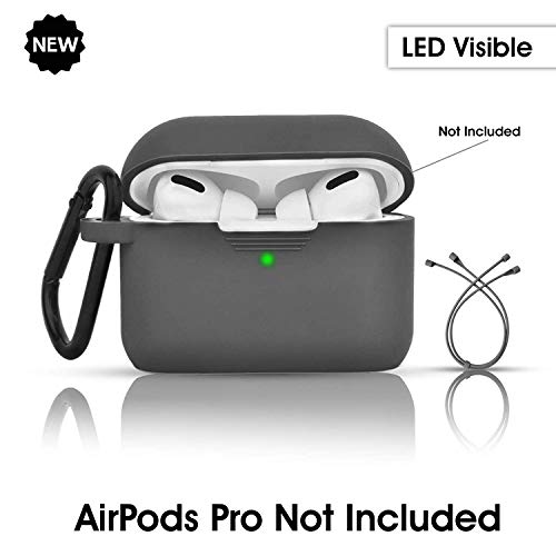 Image of GRIPP Rubon Silicone Case with Carabiner for AirPods Pro (1st Generation), 360 Shock Protection, Precise Cutout, Wireless Charging Support, Durable & Stylish - Charcoal