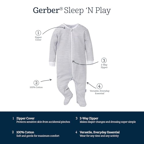 Image of Gerber Baby Boys & Girls 2-Pack 2-Way Zip Thermal Footed Sleep 'N Play