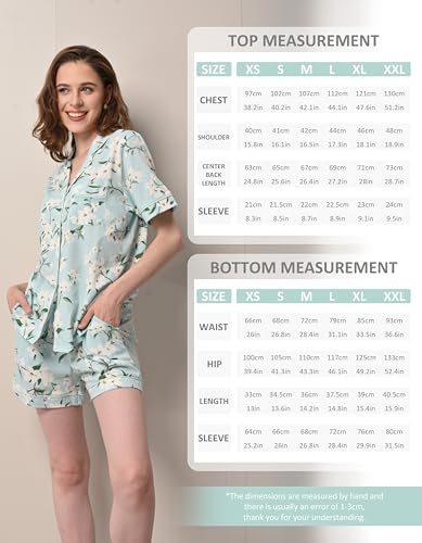 Image of NAP BOUND 100% Cotton Pajamas for Women Sets 2 Pieces Pjs Button short sleeves with Pockets Soft Sleepwear Loungewear XS-XXL