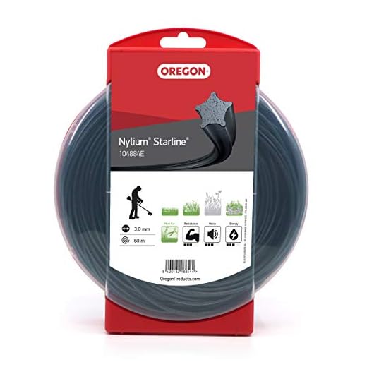 Oregon 104884E Línea de recortadora para césped y malas hierbas cultivadas con cinco bordes de corte, 3,0 MM X 60 M