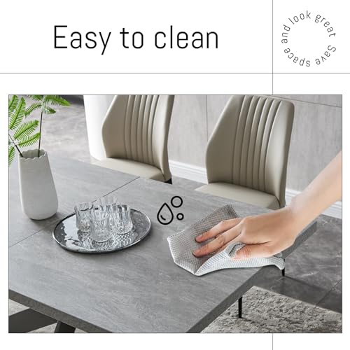 ZckyCine Modern Dining Table Table Set for 6-8 Person for Dining Room, Kitchen Table Set with Steel Legs - Image 4