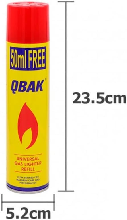 Gas para Mecheros 300 ml con 5 Adaptadores para Recargar Encendedores y Mecheros (4 Unidades)