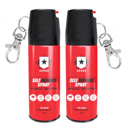ARMND Self Defence Spray Criminal Identifier Spray TWIN PACK for Personal Protection - UK Legal Pepper Spray Alternative for Men & Women with UV Marking & Keychain 15ml