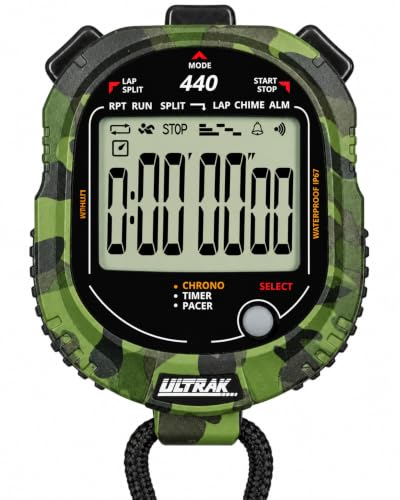 ULTRAK 440 Camoflauge Waterproof Stopwatch & Countdown Timer, Jumbo Display | IP67 waterproof, huge...