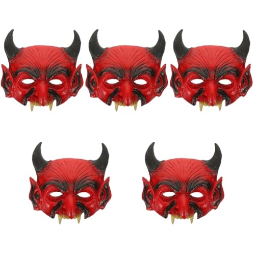 Masque de démon rouge effrayant et confortable pour cosplay et fête d'Halloween
