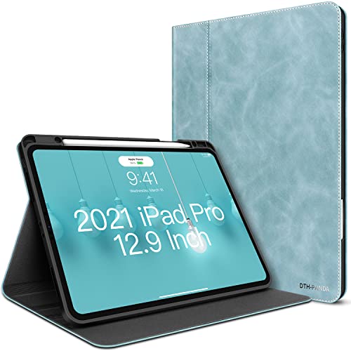 Funda de piel para iPad Pro de 12,9 pulgadas de 4ª generación 2020/2018 con soporte para lápiz. Funda minimalista con elegante funda de piel con función de encendido/apagado automático Cover