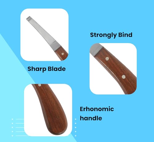 Image of Hoof Knife with Comfortable Wooden Handle - Ergonomic Grip for Horse Farriers and Horse Hoof and Horseshoe Trimming
