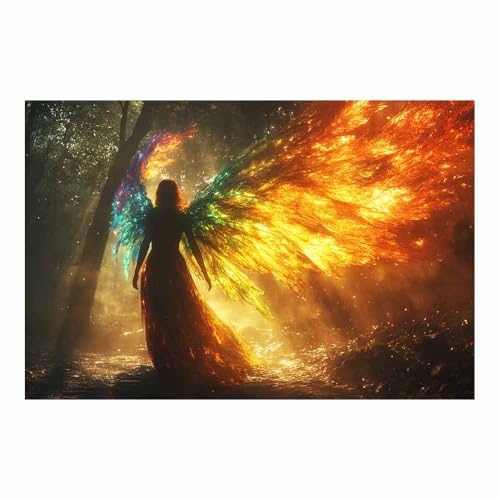 Toile ange ailes colorées affiche décoration chambre vintage 70x100