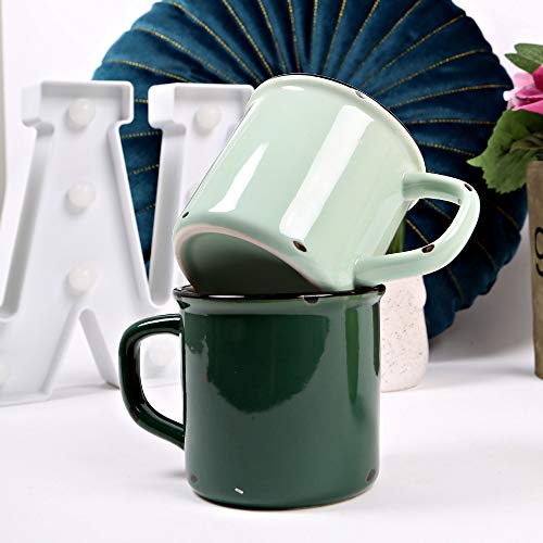 Luciano Housewares Beautiful Distressed Coffee, 15.2 Oz, Set Of 4 Enamel Mug Set, 4 Count (Pack Of 1), Mint Green #TOP3