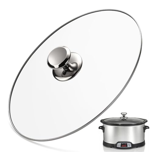 Oval Glass Lid 8 Quart Replacement For Hamilton Beach 33480 Slow Cooker, 8Qt Slow Crock Pot Lid Replacement, Clear Cooker Crock Pot Lid Replacement Pa