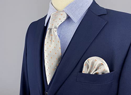 S&W SHLAX&WING Conjunto de gravatas masculinas cinza claro laranja prata foulard gravatas tamanho cl