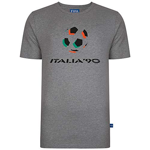 Image of Score Draw FIFA 1990 Logo T-Shirt Grey Medium Polyester
